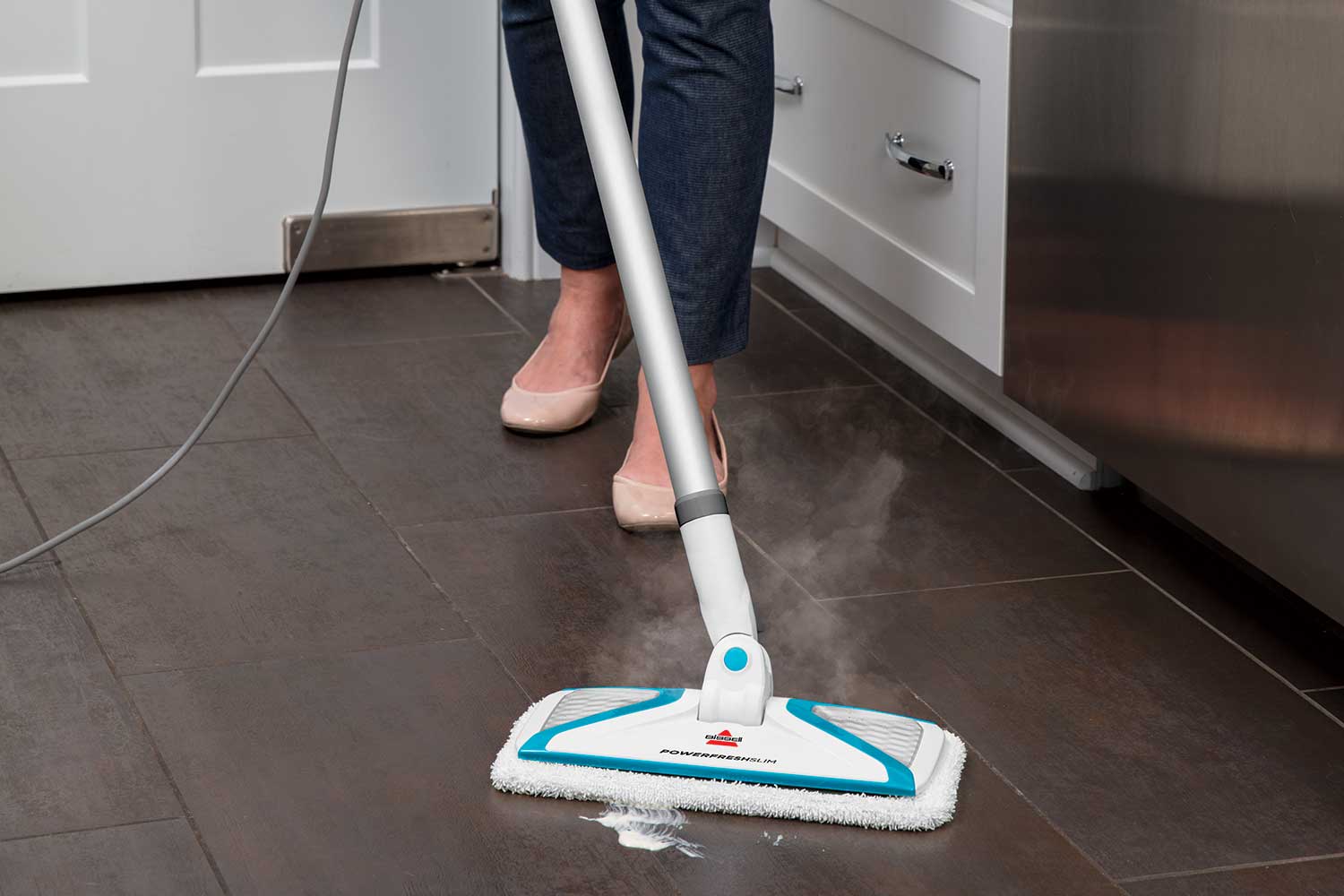 BISSELL PowerFresh Slim 2075A shown in use as a floor mop on tile