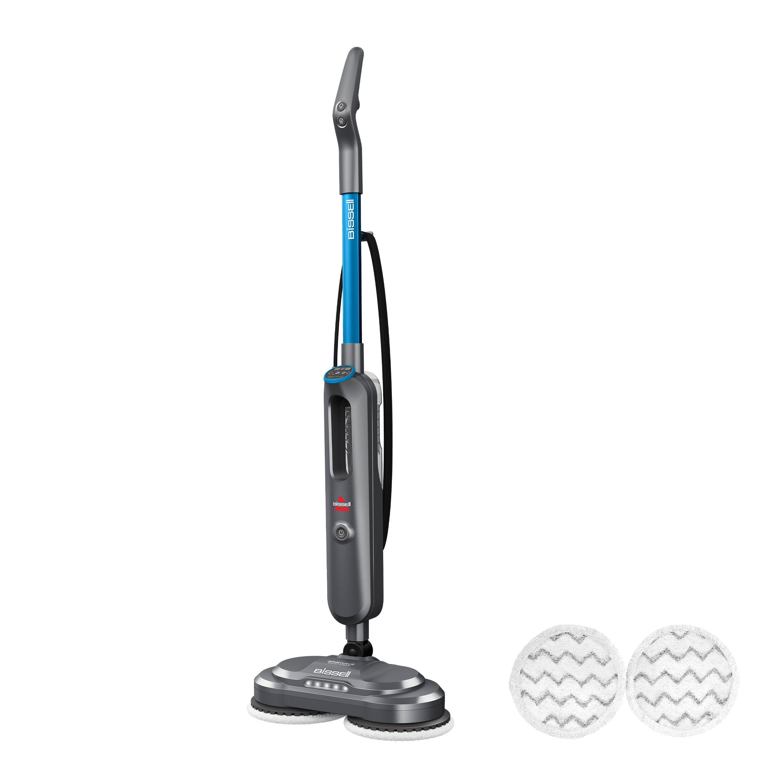 BISSELL SpinWave SmartSteam 3897A corded upright spin mop and two round microfiber pads