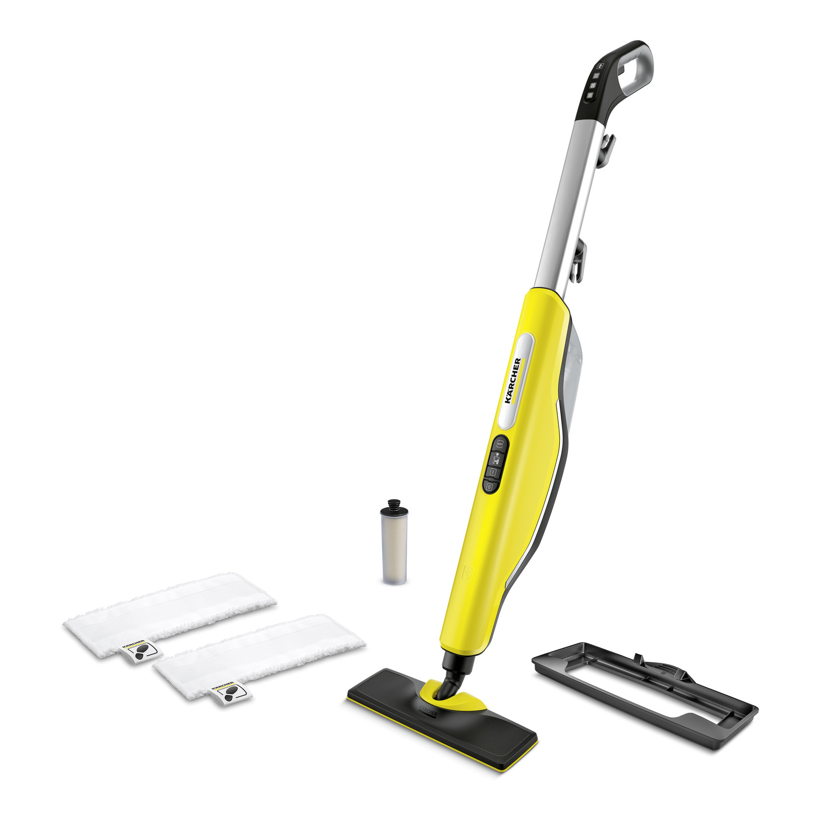 Yellow Kärcher SC 3 Upright EasyFix with floor head, two microfiber cloths, descaling cartridge and carpet glider