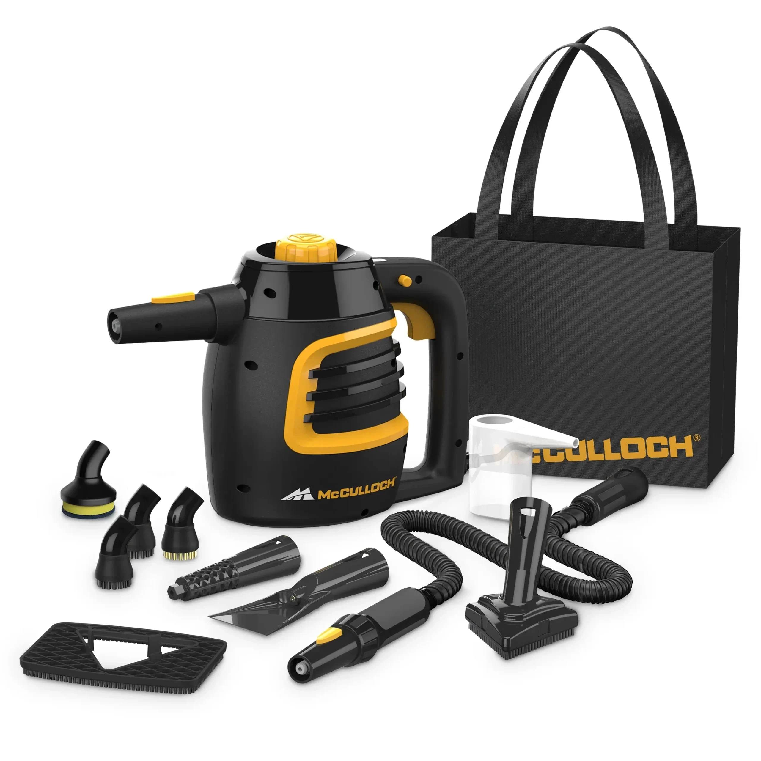 McCulloch MC1230 handheld body, extension hose, bag and detail tools