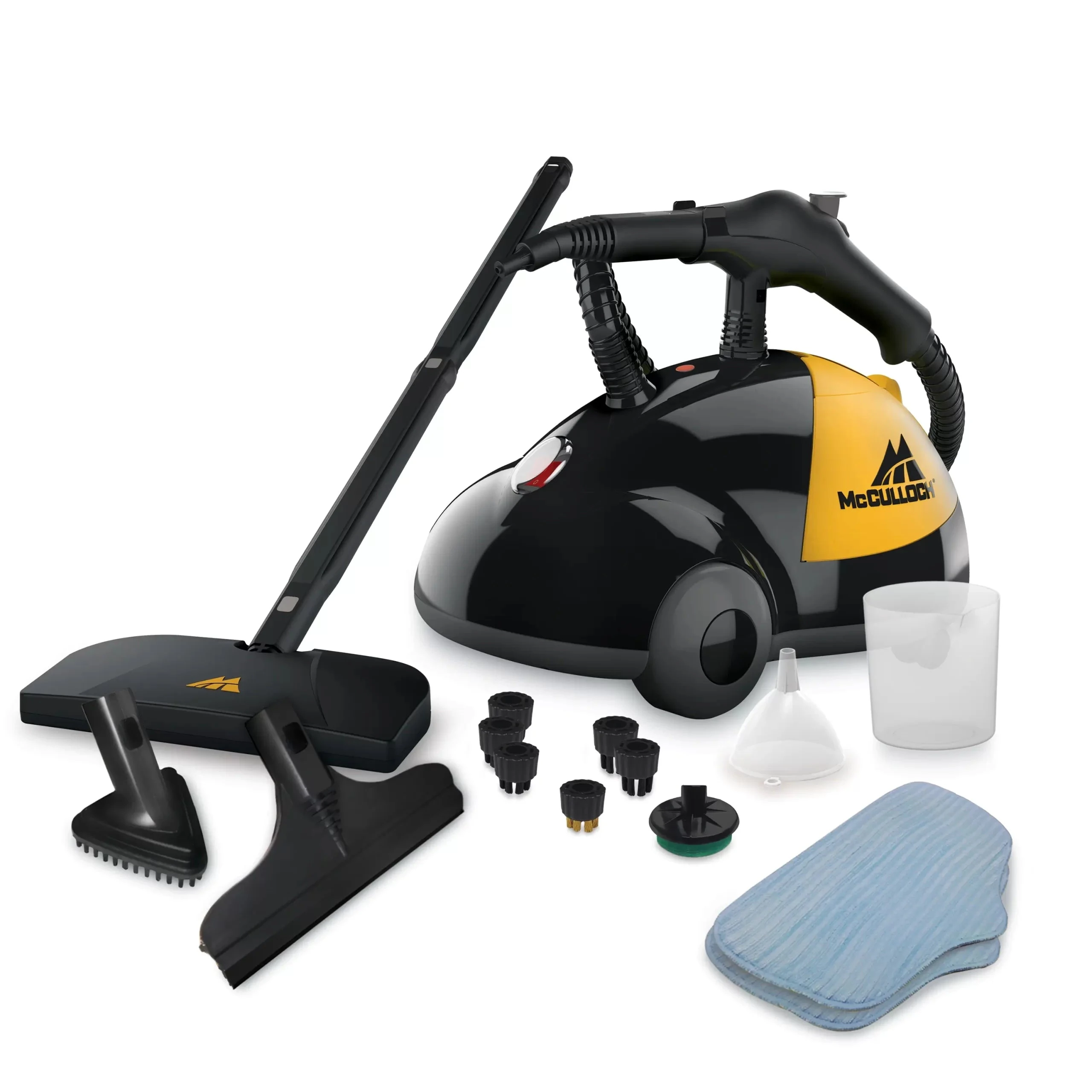 Black and yellow McCulloch MC1275 canister and current supplied tools