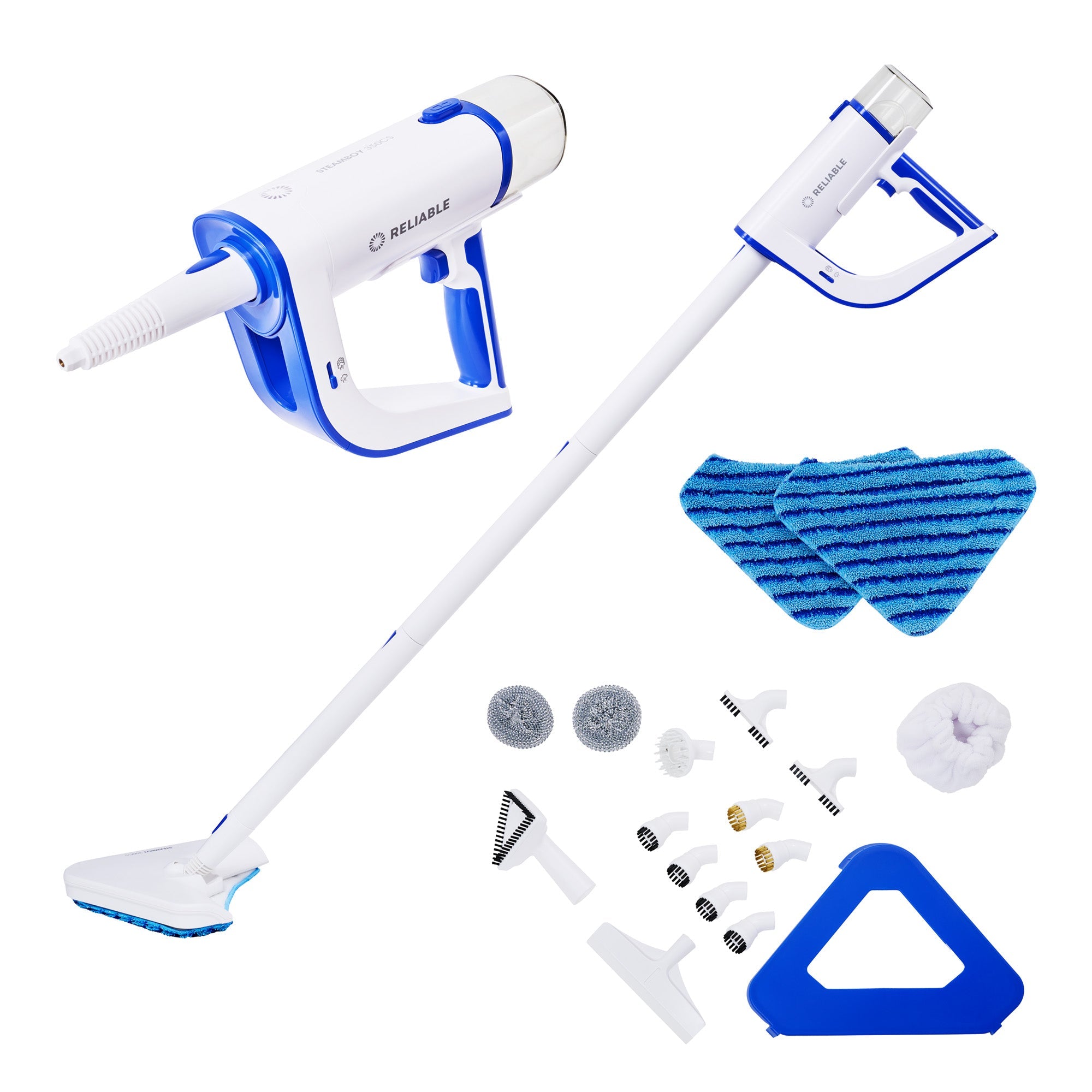 Reliable Steamboy Plus 350CS handheld unit, mop assembly and accessories