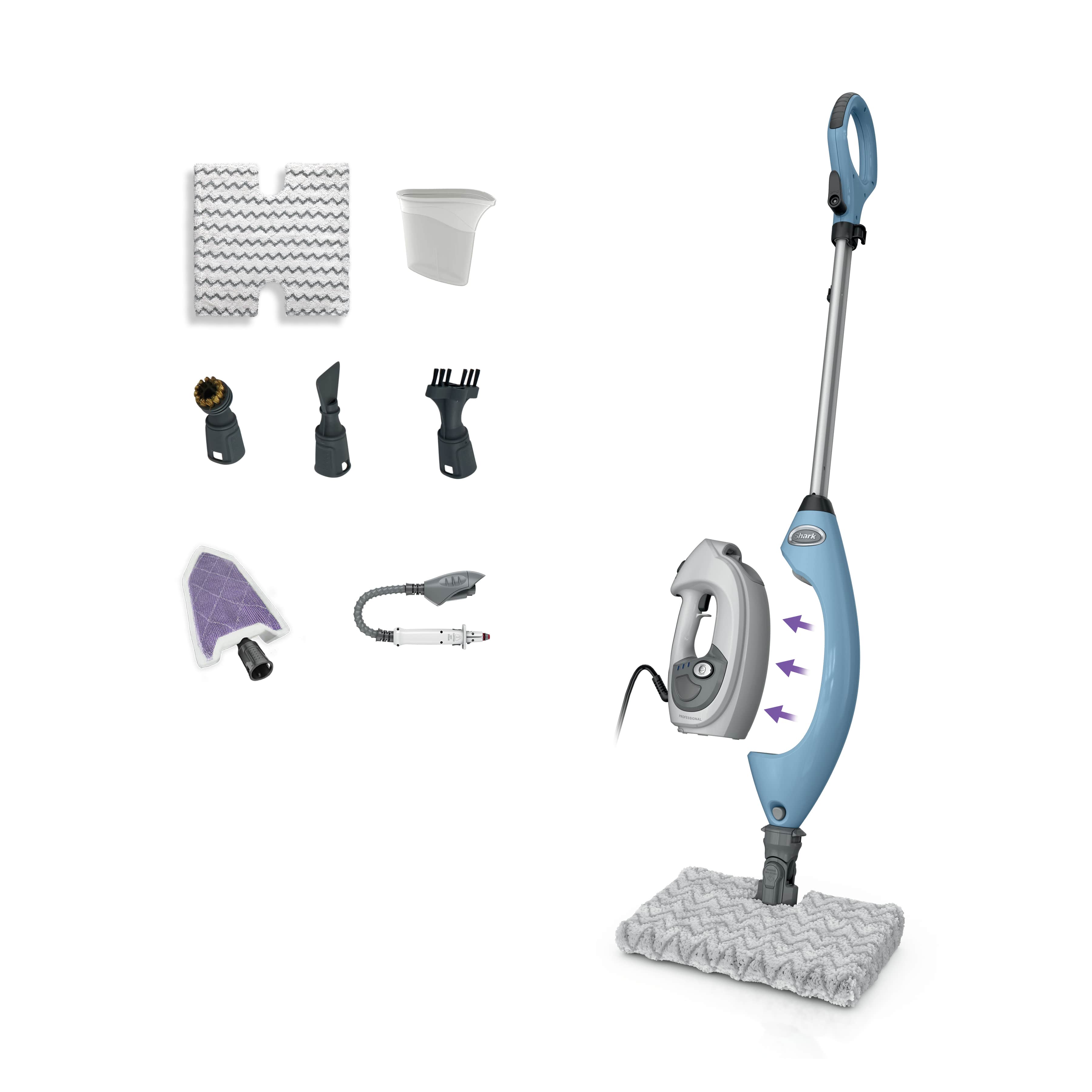 Shark S3972BRN Lift-Away floor mop and detachable handheld steam cleaner with accessories