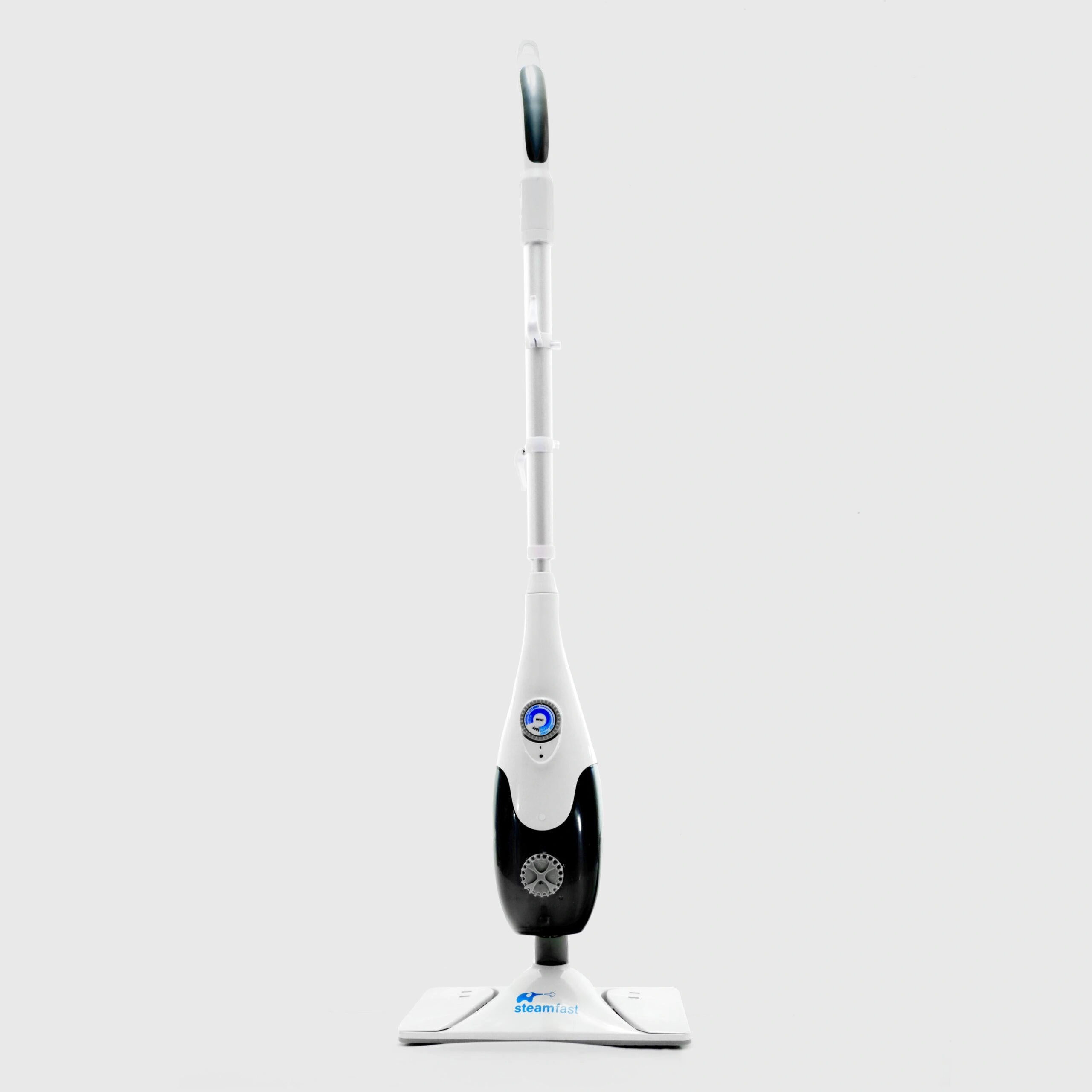 Steamfast SF-294 white-and-black steam mop with extension pole, body-mounted dial and floor head
