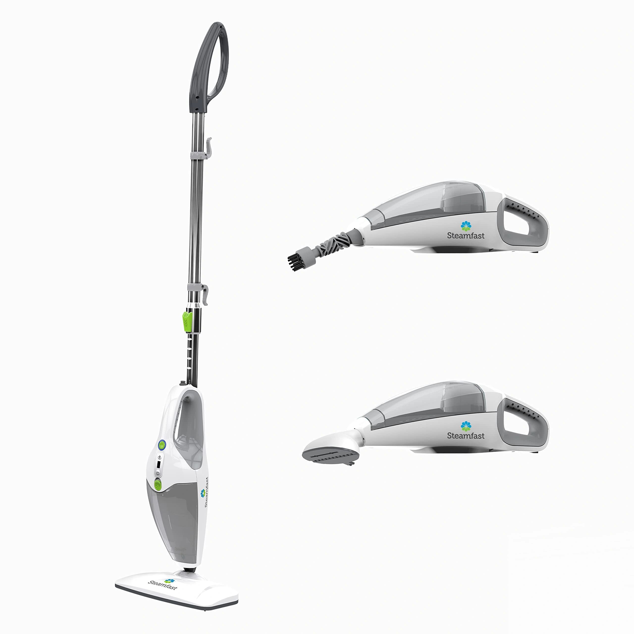 Steamfast SF-295 shown in upright mop and handheld attachment configurations